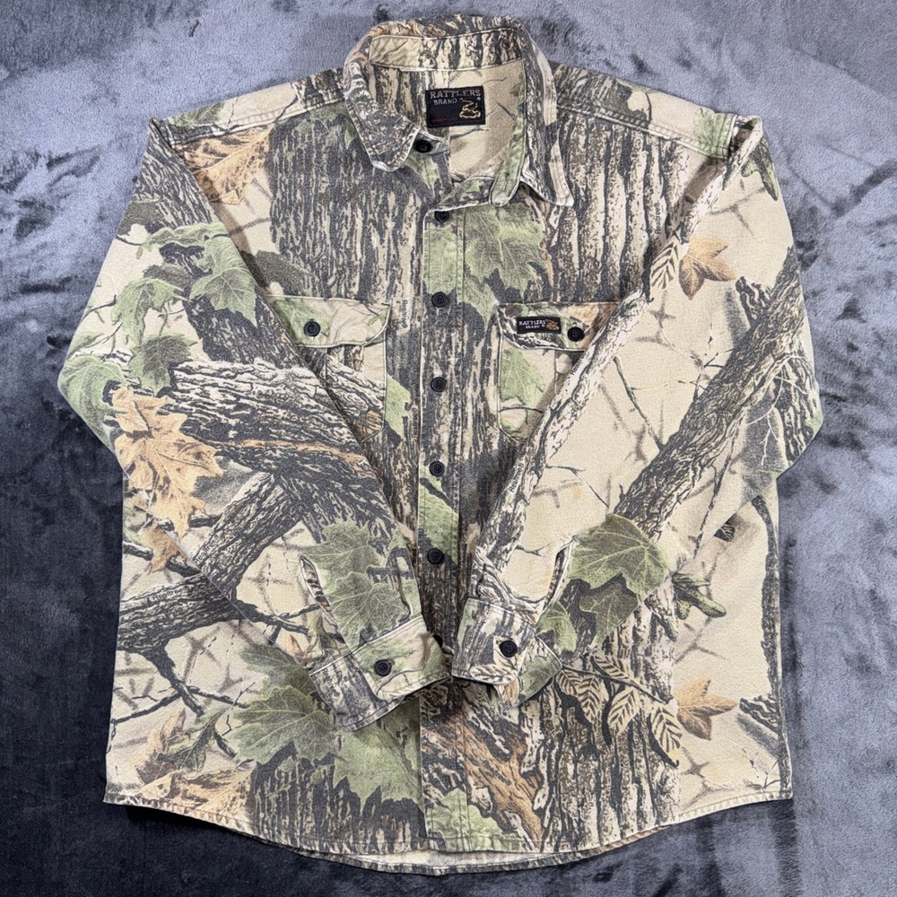 Rattlers‎ Brand Mens Realtree Camo Long Sleeve Button Down Hunting Shirt Camo